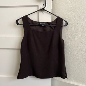 Kasper chocolate brown square neckline tank top